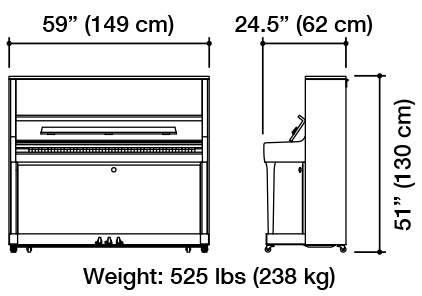Kawai K-500 Upright Piano Dimensions